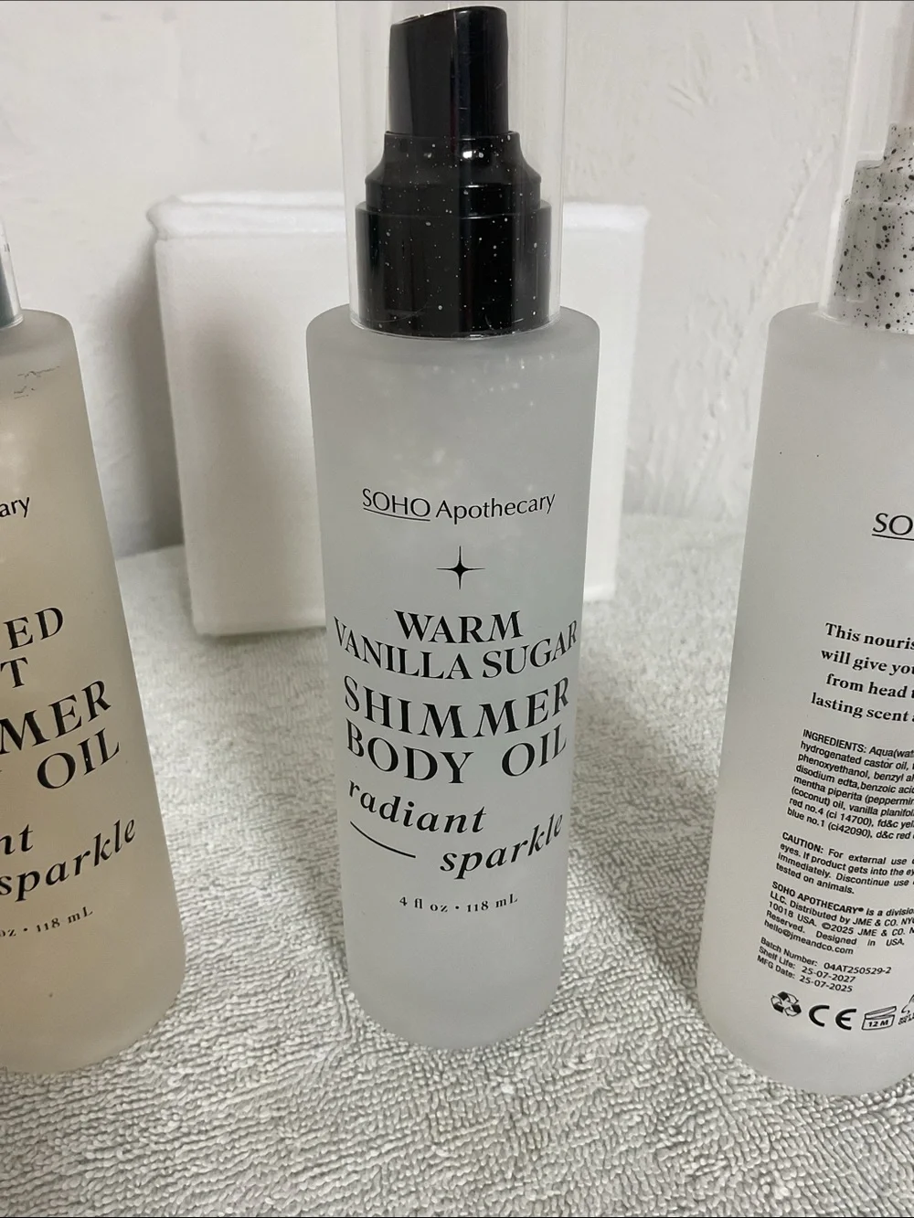 SOHO Apothecary 3 Pc Shimmer Body Oil Mint Coconut Vanilla NWOB